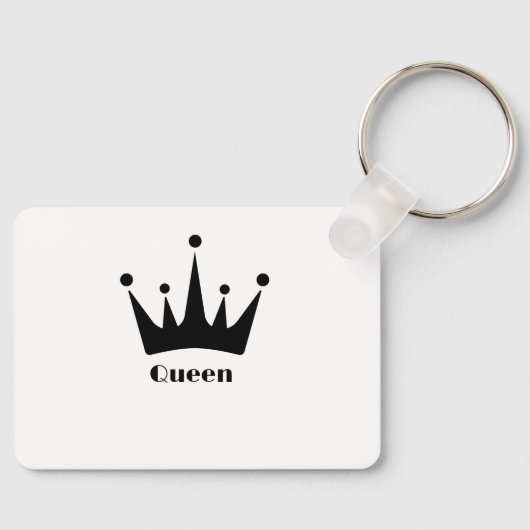 Aangepaste Queen Tekst Zwart Kleur Crown Afbeeldin Sleutelhanger (Voorkant)