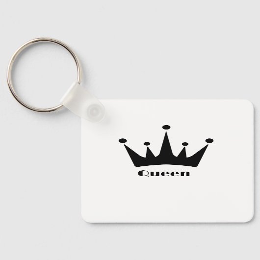 Aangepaste Queen Tekst Zwart Kleur Crown Afbeeldin Sleutelhanger (Achterkant)