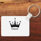 Aangepaste Queen Tekst Zwart Kleur Crown Afbeeldin Sleutelhanger (Voorkant)