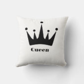 Aangepaste Queen tekst Zwarte Kleur Kroon Afbeeldi Kussen (Achterkant)