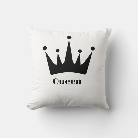Aangepaste Queen tekst Zwarte Kleur Kroon Afbeeldi Kussen (Voorkant)