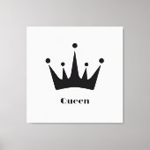 Aangepaste Queen Tekst Zwarte Kleur Kroon Uitgerek Canvas Afdruk (Voorkant)