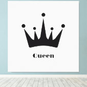 Aangepaste Queen Tekst Zwarte Kleur Kroon Uitgerek Canvas Afdruk (Insitu (Houten vloer))