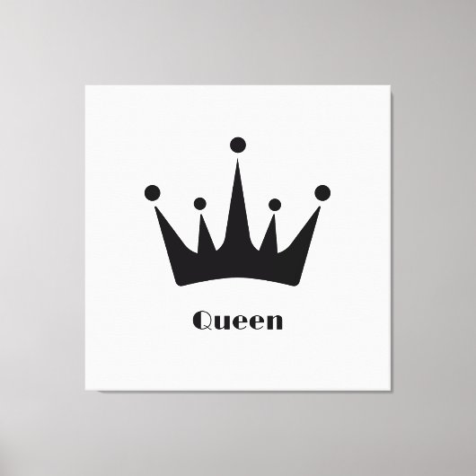 Aangepaste Queen Text Zwarte Kleur Kroon Uitgerekt Canvas Afdruk (Voorkant)