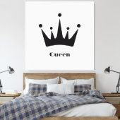 Aangepaste Queen Text Zwarte Kleur Kroon Uitgerekt Canvas Afdruk (Insitu (Slaapkamer))