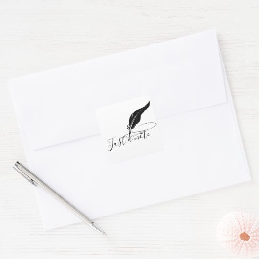 Aangepaste quill-pen vierkante sticker (Envelop)