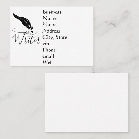 Aangepaste quill-pen visitekaartje (Voorkant / Achterkant)