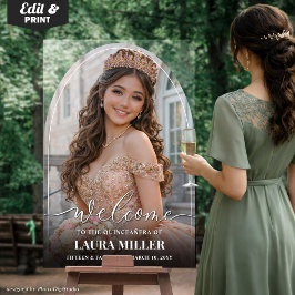 Aangepaste Quinceañera Acrylate Boog met Foto Welk Acryl Bord