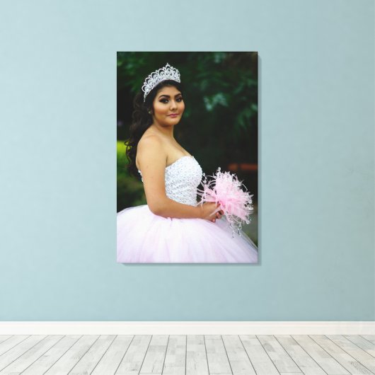 Aangepaste Quinceañera-foto Canvas Afdruk (Insitu (Houten vloer))