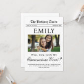 Aangepaste Quinceañera Hof voorstel krant Kaart (Voorkant / Achterkant in situ)