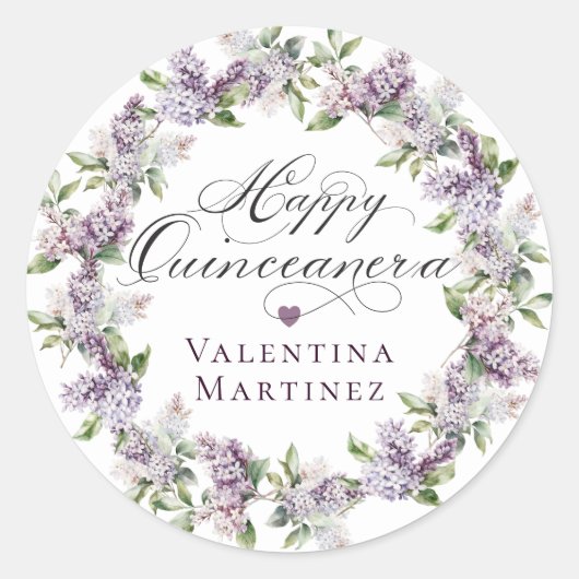 Aangepaste Quinceanera Paarse Lila envelop afdicht Ronde Sticker (Voorkant)