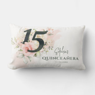 Aangepaste Quinceanera Pink Floral 15e verjaardag Kussen