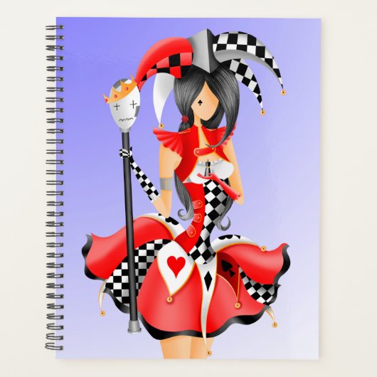 Aangepaste Quirky Jester en Poppenkoning Rood Blau Planner (Voorkant)