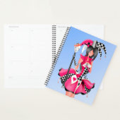 Aangepaste Quirky Jester en Poppenkoning Roze Blau Planner (Display)