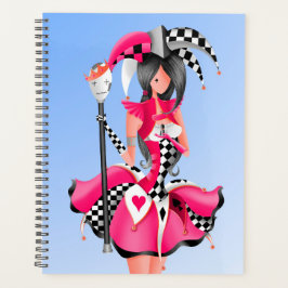 Aangepaste Quirky Jester en Poppenkoning Roze Blau Planner