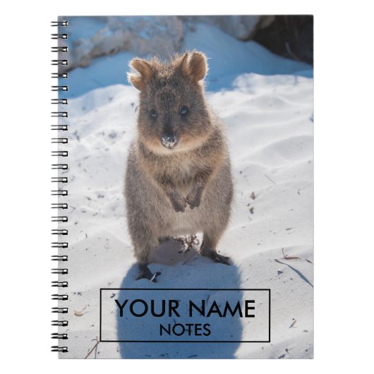 Aangepaste Quokka op het strand Notitieboek (Voorkant)
