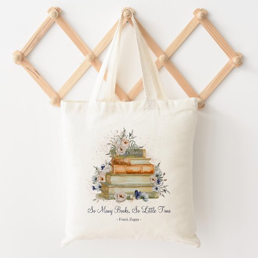 Aangepaste Quote Boeken Beige Blue Rozen Tote Bag