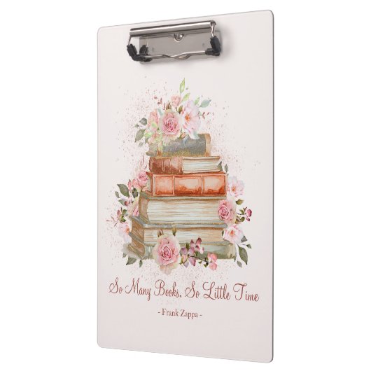 Aangepaste Quote Boeken en Roze Rozen Bloemen Twee Klembord (Links)