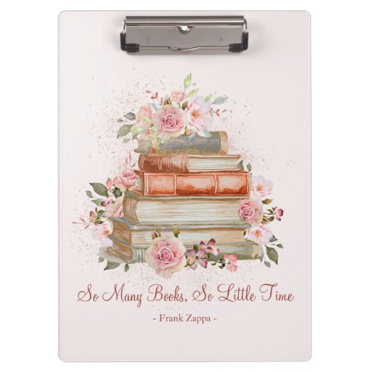 Aangepaste Quote Boeken en Roze Rozen Bloemen Twee Klembord (Voorkant)