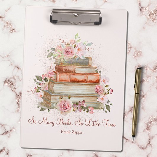 Aangepaste Quote Boeken en Roze Rozen Bloemen Twee Klembord