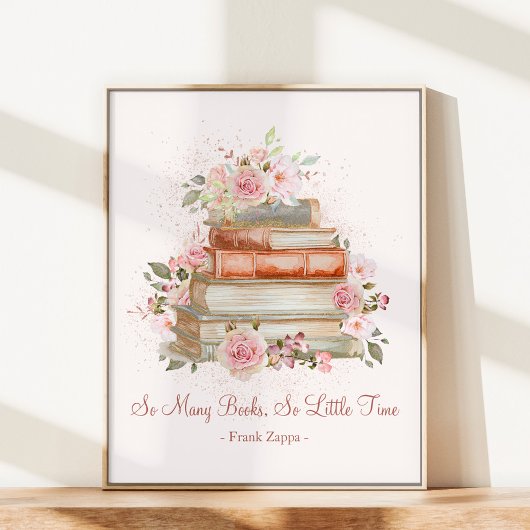 Aangepaste Quote Boeken en Roze Rozen Poster