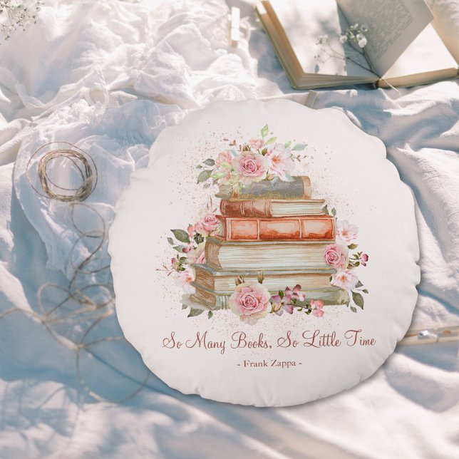 Aangepaste Quote Boeken en  Roze Rozen Rond Kussen (In situ)