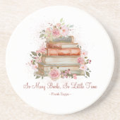 Aangepaste Quote Boeken en  Roze Rozen Zandsteen Onderzetter (Voorkant)