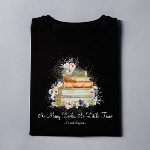 Aangepaste Quote Boeken Vintage Beige Blauwe Rozen T-shirt