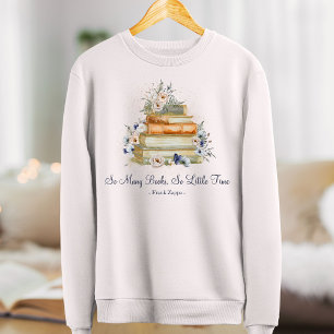Aangepaste Quote Boeken Vintage Beige Blauwe Rozen Trui