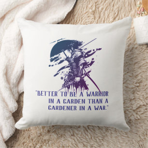 Aangepaste Quote Japanse Samurai Blauwe Inkt Kunst Kussen