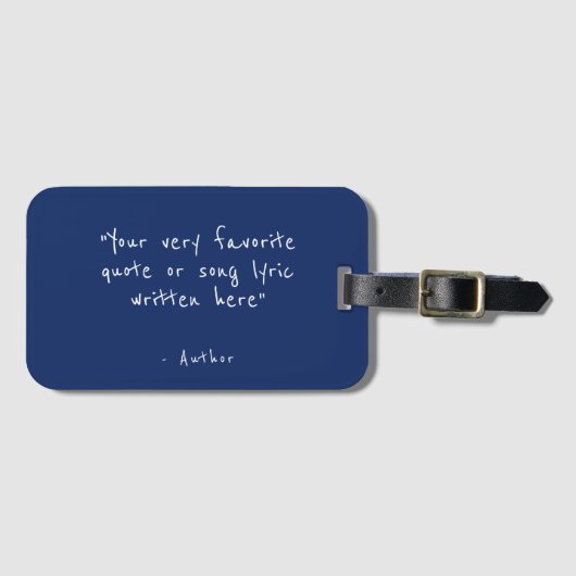 Aangepaste quote - maak je eigen marineblauw bagagelabel (Voorkant (horizontaal))