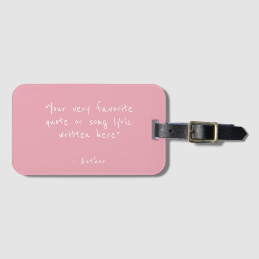Aangepaste quote - maak je eigen roze bagagelabel (Voorkant (horizontaal))
