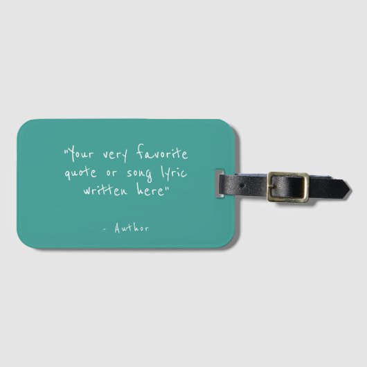 Aangepaste quote - maak je eigen teal bagagelabel (Voorkant (horizontaal))