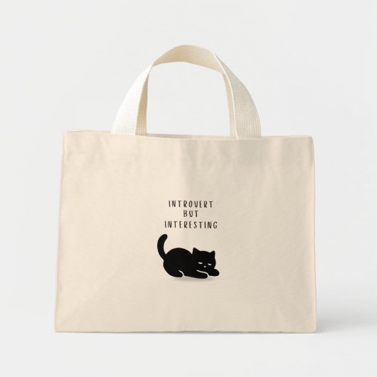 Aangepaste quote Zwarte Kat Introvert Maar Interes Mini Tote Bag (Voorkant)