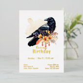 Aangepaste Raaf Verjaardag Folie Uitnodiging (Staand Voorkant)