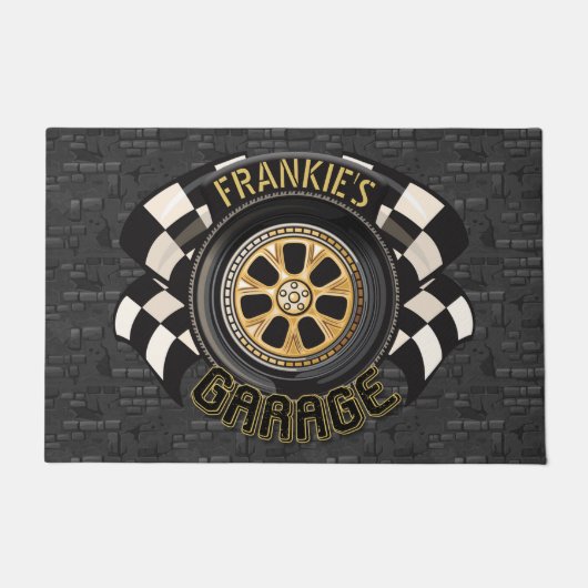 Aangepaste racebus met sneldraaimoes deurmat (Voorkant)