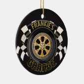 Aangepaste racebus met sneldraaimoes keramisch ornament (Rechts)