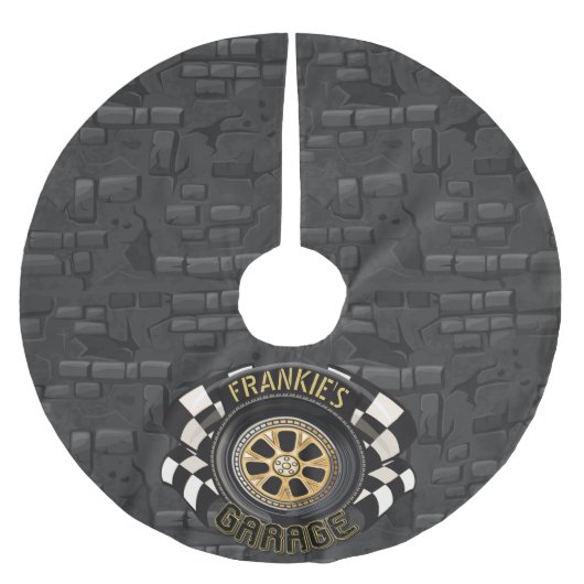 Aangepaste racebus met sneldraaimoes kerstboom rok (Voorkant)