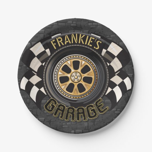 Aangepaste racebus met sneldraaimoes papieren bordje (Voorkant)