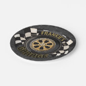 Aangepaste racebus met sneldraaimoes papieren bordje (Gekanteld)