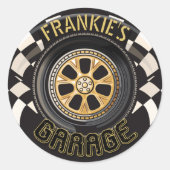 Aangepaste racebus met sneldraaimoes ronde sticker (Voorkant)