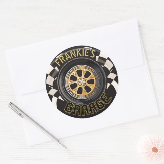 Aangepaste racebus met sneldraaimoes ronde sticker (Envelop)