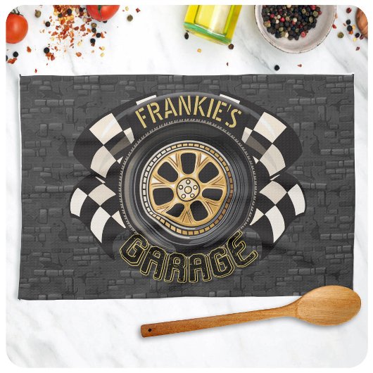 Aangepaste racebus met sneldraaimoes theedoek