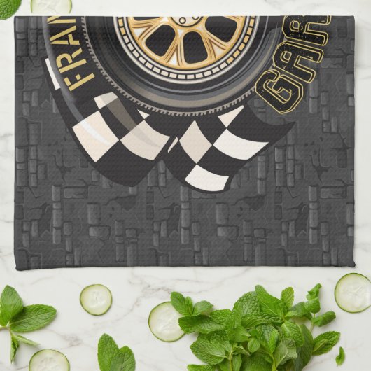 Aangepaste racebus met sneldraaimoes theedoek (Gevouwen)