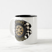 Aangepaste racebus met sneldraaimoes tweekleurige koffiemok (Voorkant links)