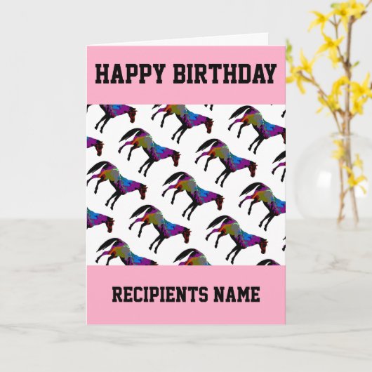 Aangepaste Racehorse Verjaardag Kaart (Gele Bloem)