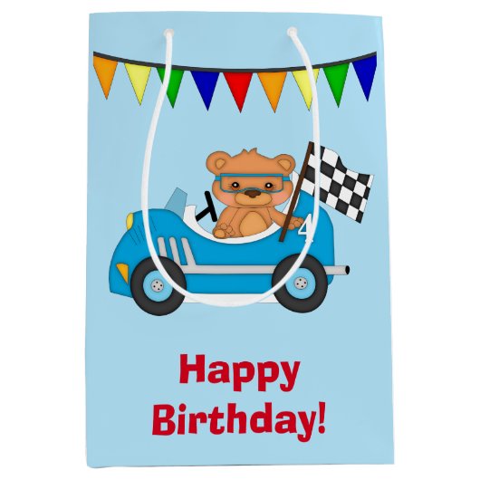 Aangepaste rackauto en Beer Medium Cadeauzakje (Voorkant)