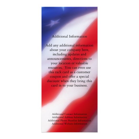 Aangepaste rackkaart, patriottisch ontwerp reclamekaart (Achterkant)