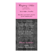 Aangepaste rackkaart, zwart en roze ontwerp, afdru reclamekaart (Voorkant)