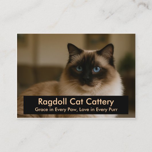 Aangepaste Ragdoll Cat Cattery Visitekaartje – Ele (Voorkant)